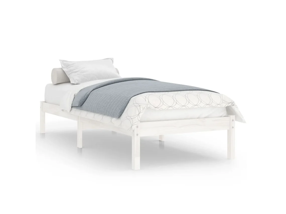 vidaXL Estructura de cama individual madera maciza blanca 90x190 cm