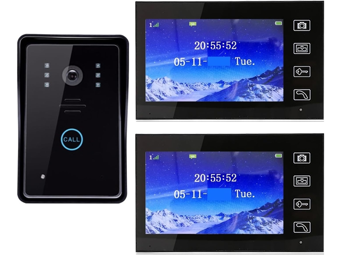 Interphone De Sonnette Vidéo Sans Fil 7 Pouces Avec Telephone Porte Etanche Affichage Clair