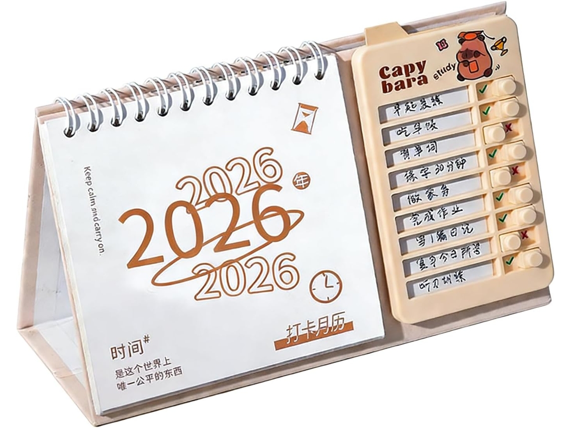 Calendario De Escritorio Creativo 2026 Con Objetivos Diarios