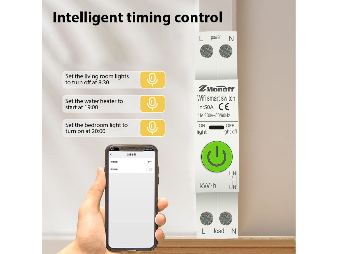 Tuya Smart Wifi Switch Control Remoto Mediante Aplicación Protección Contra Sobretensión/subtensión Hogar Inteligente