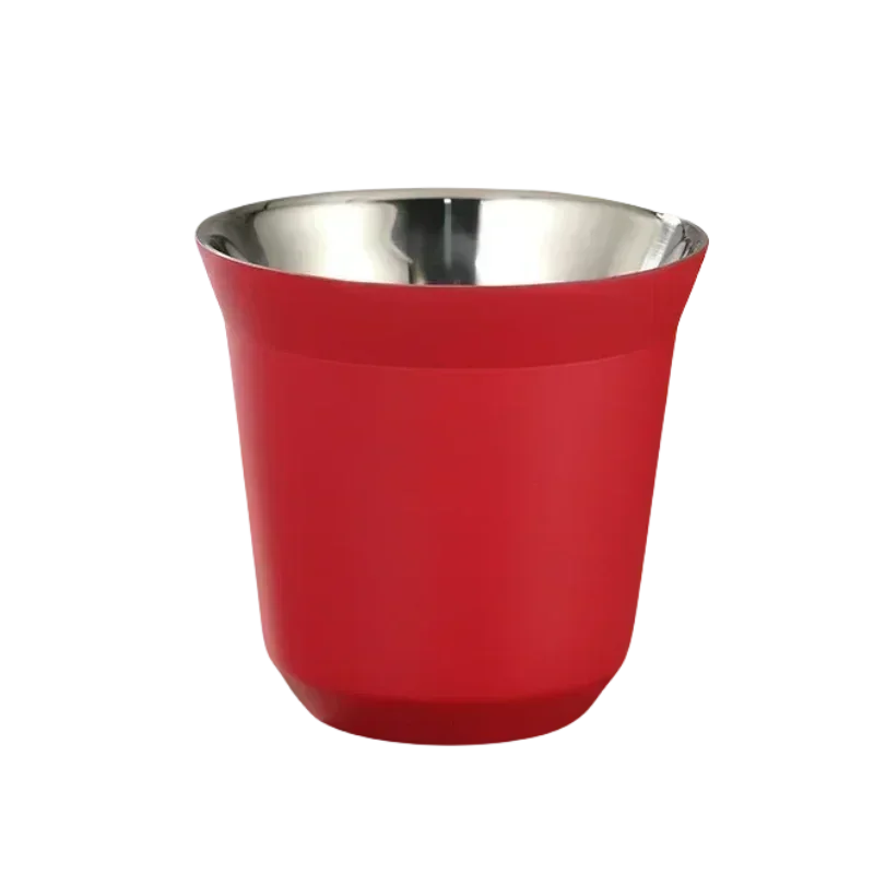 Xícara de Café Expresso para Camping Ao Ar Livre, Feita em Aço Inoxidável 304 Espesso com Parede Dupla e Isolamento Térmico. MDUG (250ml, Vermelha)