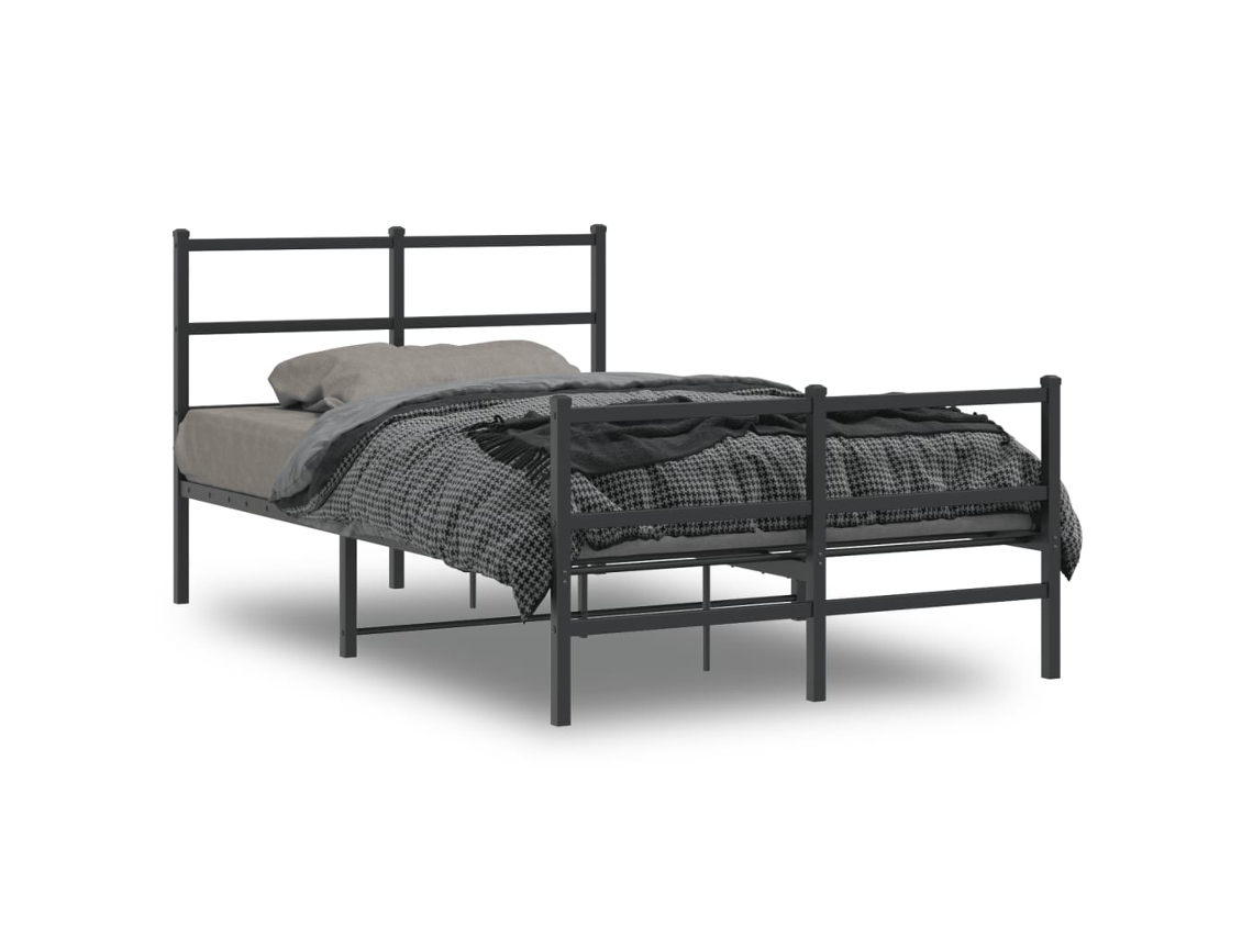 Estructura Cama Sin Colchón Con Estribo Metal Negro 120x190 Cm