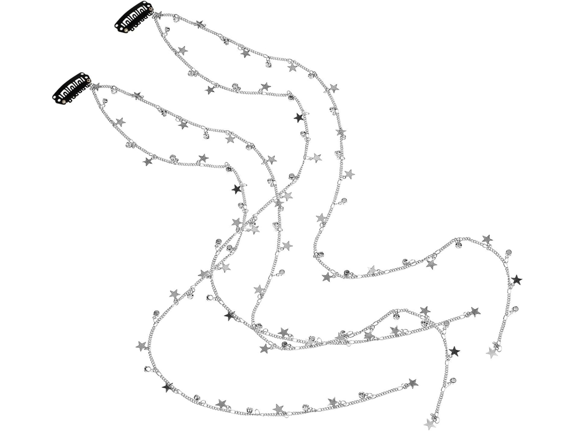 Nuobesty 2 Piezas Cadenas Para El Cabello De Aleación De Plata Con Colgantes De Estrella Accesorios Elegantes Y