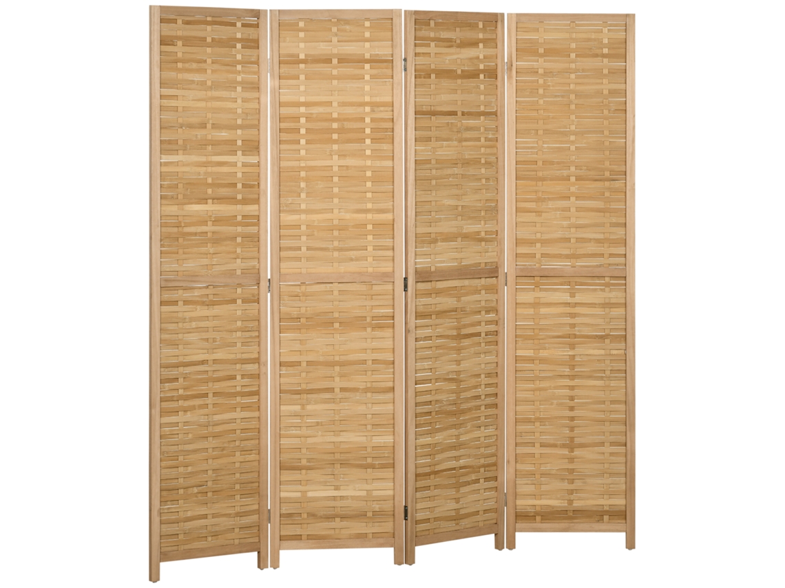 Paravente Bambú 4 Piezas 160x170cm Color Natural Plegable Para Salón Dormitorio