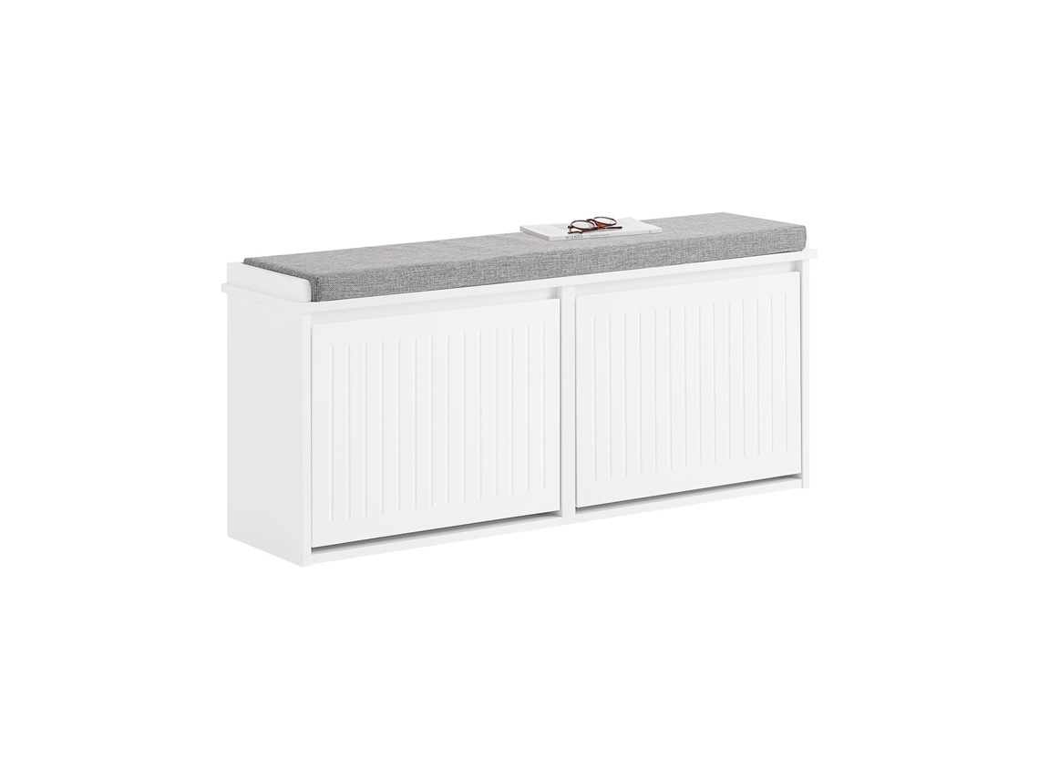 Fsr98 Xl W Taburete Para Zapatos Con 2 Solapas 100 X 26 X 46 Cm Sobuy