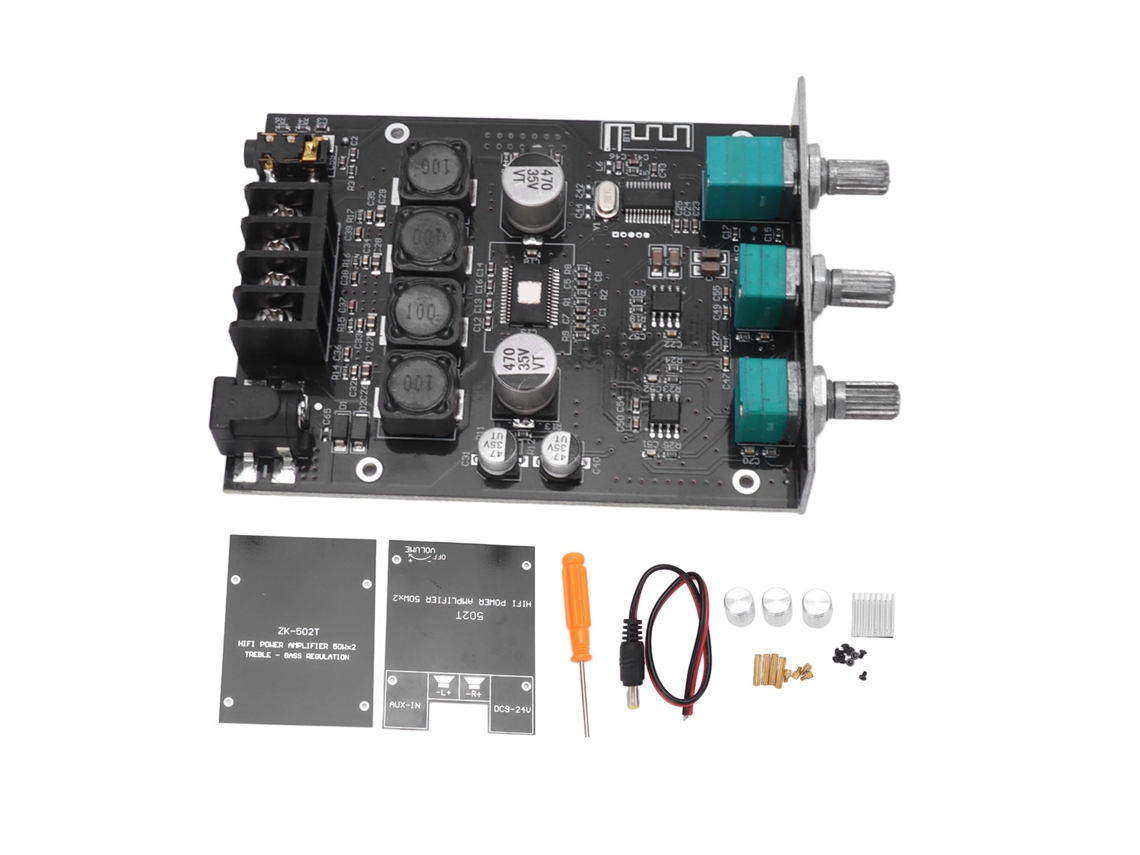 Omni-módulo Amplificador De Audio Bluetooth 5.0 Con Control De Grave Y Agudo Placa Amp 50w+50w Para Altavoces Pasivos Dc9‑24v