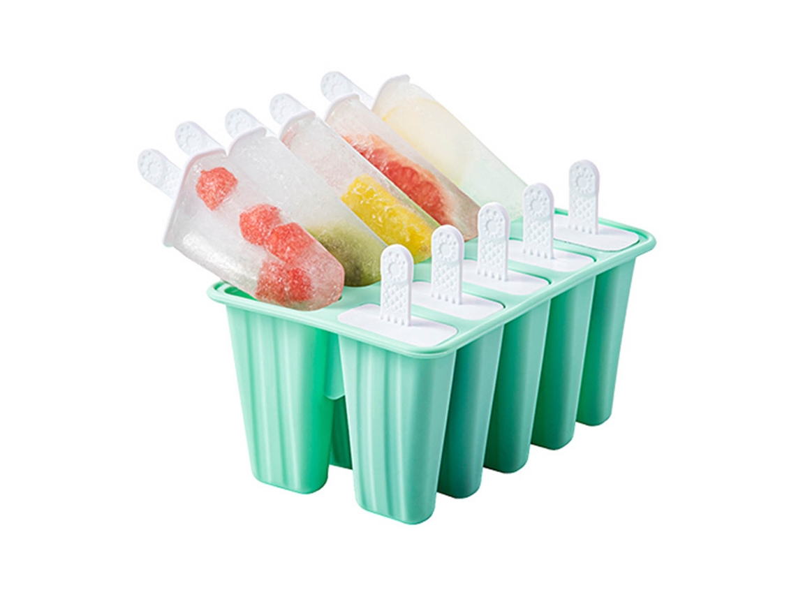 Moldes de silicona para paletas heladas con 10 compartimentos para helados caseros - Verde - Sin marca