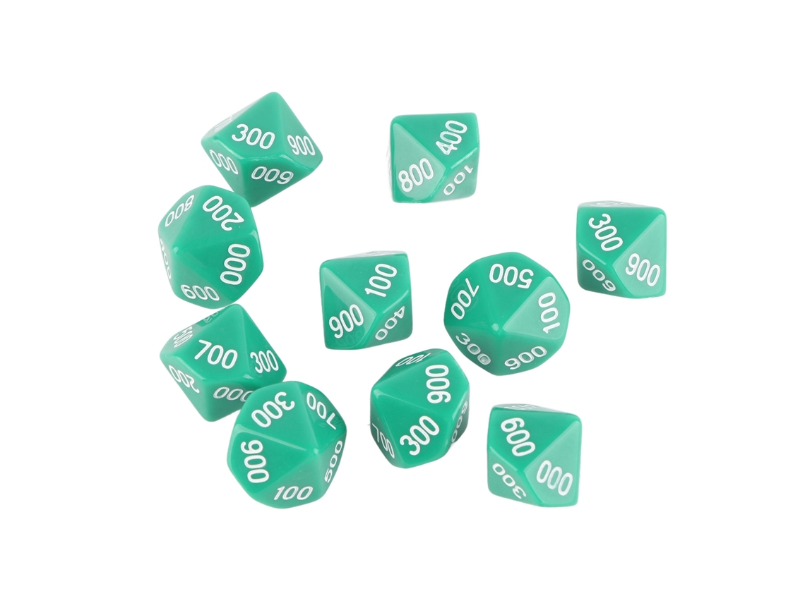 2026-10 Dados De 10 Caras Con Números Blancos Dados Didácticos Para Juegos Educación Entretenimiento Verde