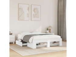 Estructura De Cama Madera De Ingeniería Blanca 135x190 Cm