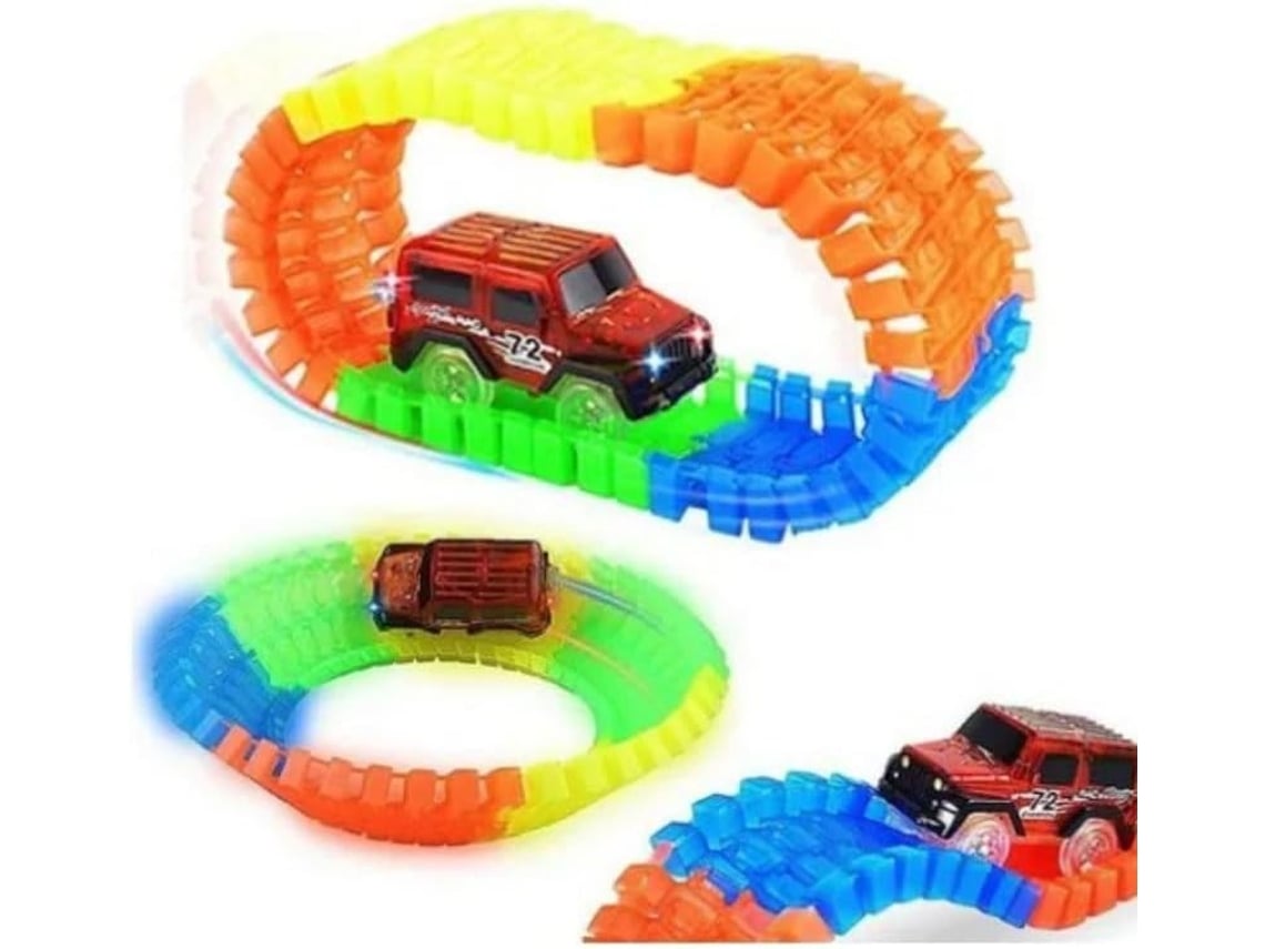 Pista de McQueen con luces LED, Crazy Trail, 56 piezas, Gokoco