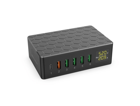 Estación de Carga Usb Puertos Concentrador Carga Múltiples Pantalla Led Escritorio Multicolor
