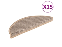 Tapetes adhesivos para escaleras, aspecto sisal, 15 unidades, 56 x 17 x 3 cm, beige claro, DKD HOME DECOR