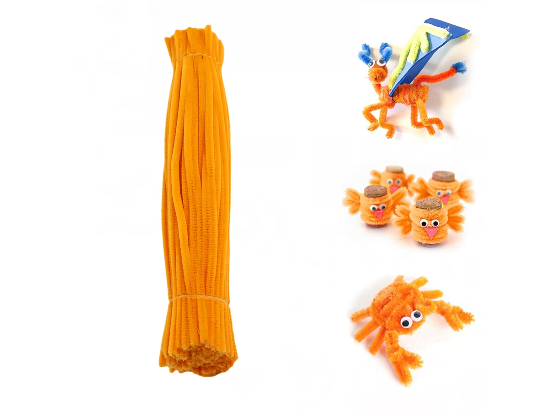 Tira De Limpieza De Terciopelo De Chenilla Naranja De 400 Hilos, Material Para Manualidades, Manualidades Infantiles, 0,6 × 30 Cm