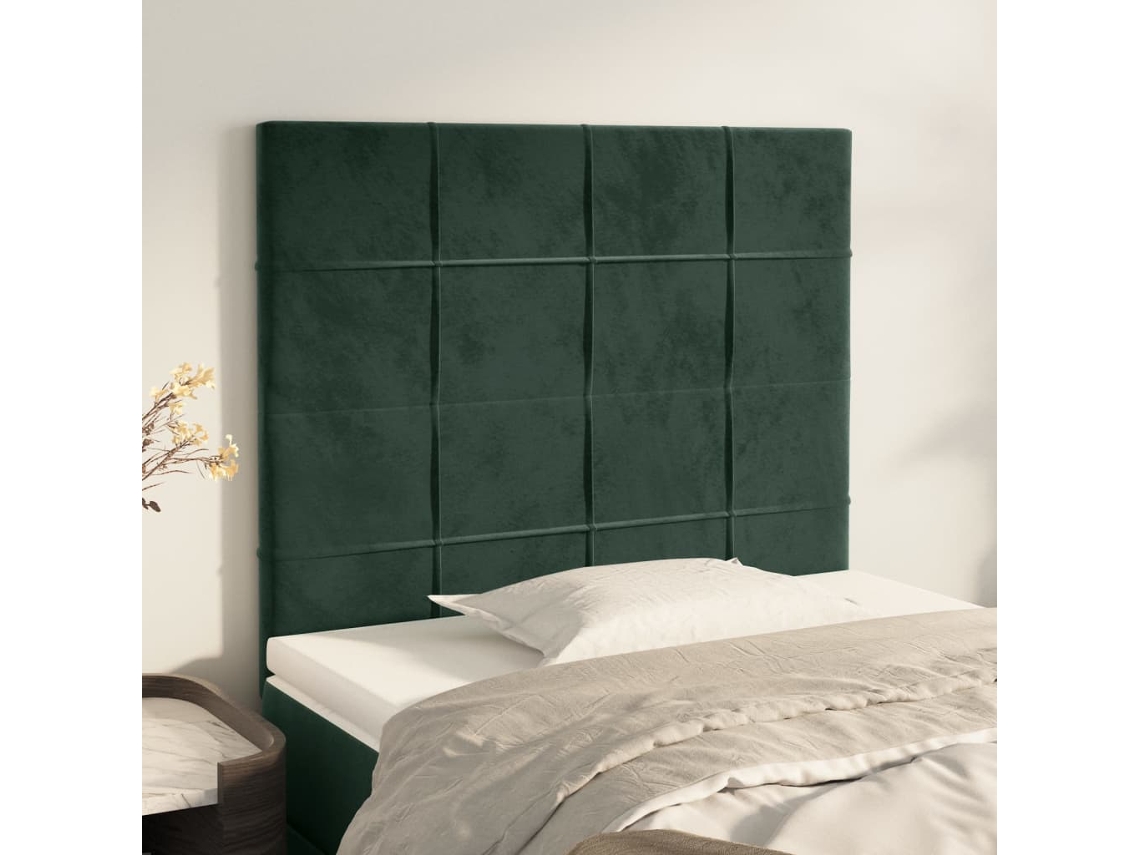 Cabeceros 2 Unidades De Terciopelo Verde Oscuro 90x5x78/88 Cm