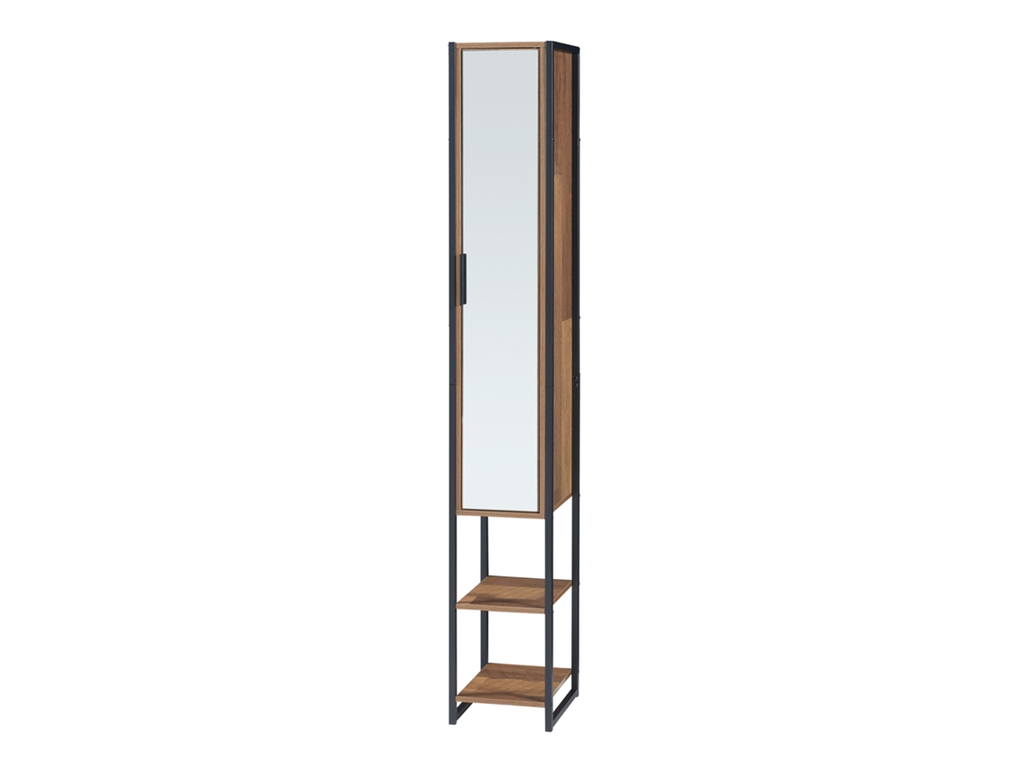 Armario alto Namsskogan puerta con espejo 160x24x30cm - Efecto nogal [EN.CASA]