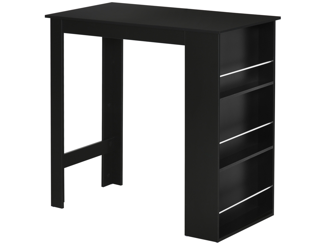 Mesa de bar negra de 112x57x106 cm con 3 estantes
