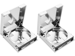 Juego De 2 Portavasos De Fútbol, Metal Plateado, Soporte Antideslizante.
