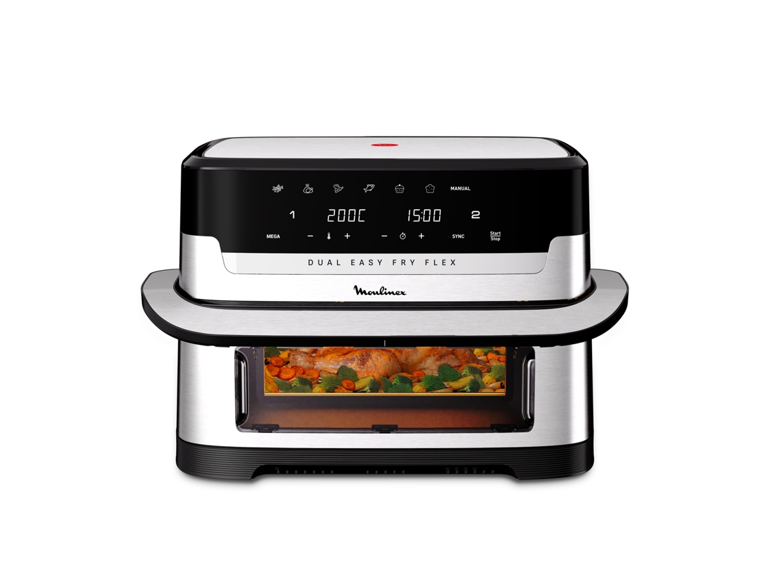 Freidora Sin Aceite MOULINEX Dual Easy Fry Flex EZ922DF0 (2700W - 9L - 6 Programas Automáticos)