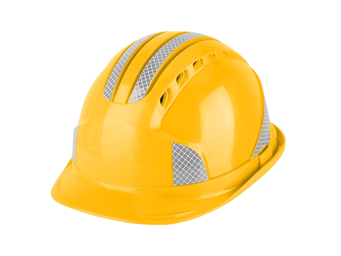 Casco De Seguridad Abs Con Aireación Y Rayas Reflectantes Para Obreros En Sitios De Construcción (amarillo)