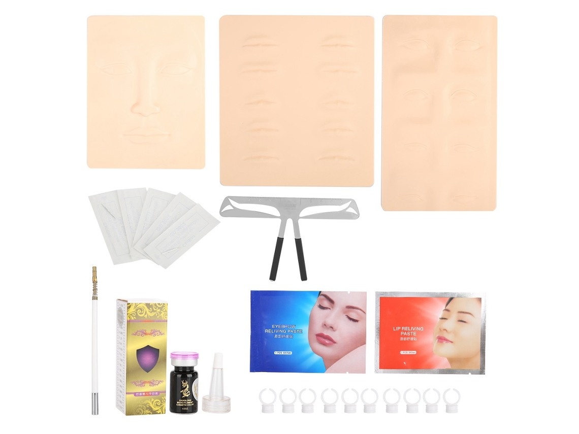 Kit de microblading para cejas, tinta semipermanente, cuchilla y lápiz de maquillaje, herramientas de práctica