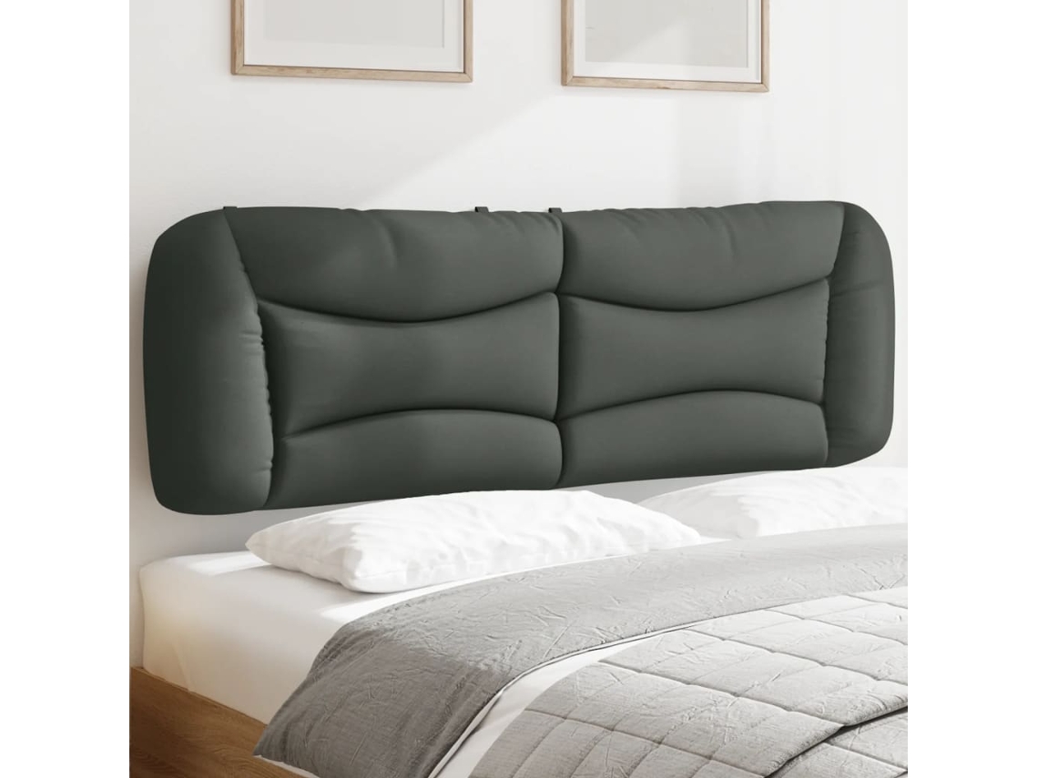 Cabecero De Cama Acolchado Tela Gris Oscuro 160 Cm