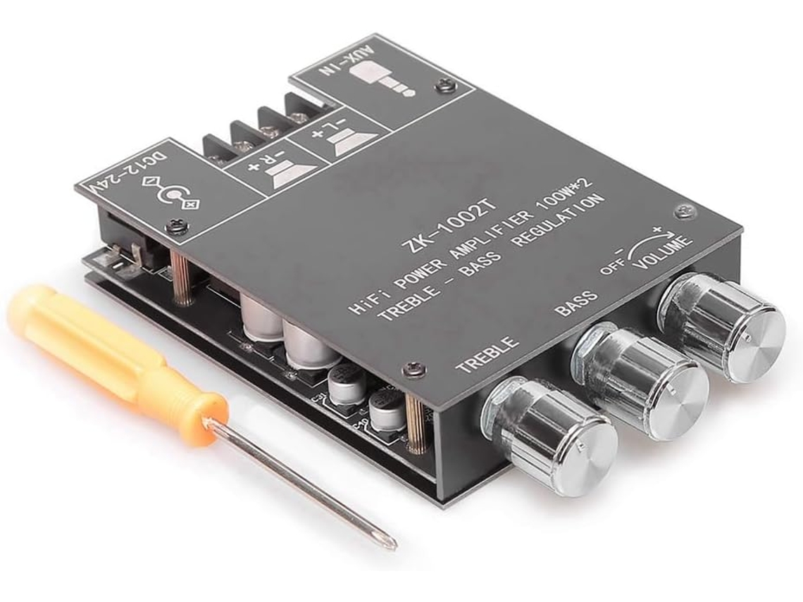 Placa Amplificadora -1002t Con Control De Agudos Y Graves, Entradas Aux Bluetooth