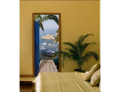 Adhesivo de Puerta Decorativo PLAGE Calle Inclinada Rue de Montmartre, Típicamente Parisina 83 cm X 204 cm