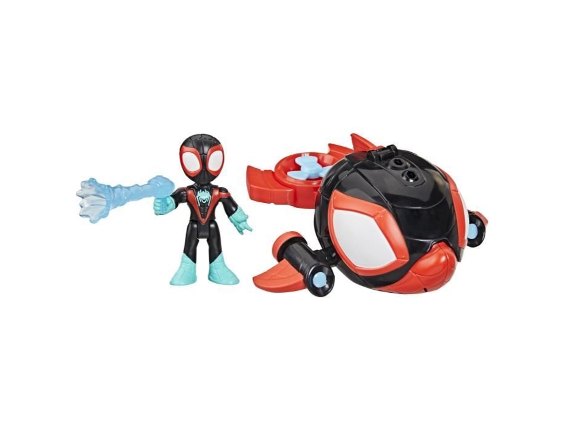 Figura y vehículo Miles Morales Water Webs Dolphin Speedy, Marvel Spidey y sus extraordinarios amigos, a partir de 4 años, Hasbro