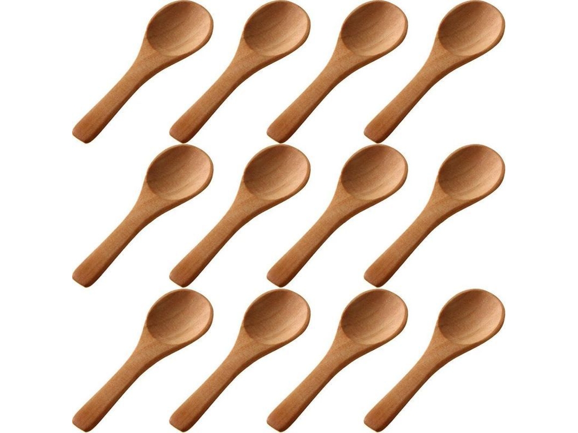 2026-4351-50 Cucharas De Madera Pequeñas Mini Cucharas Naturales Para Miel Té Condimentos Cocina Marrón Claro