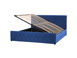Cama con somier BELIANI Rochefort de Terciopelo Azul 190x214x99