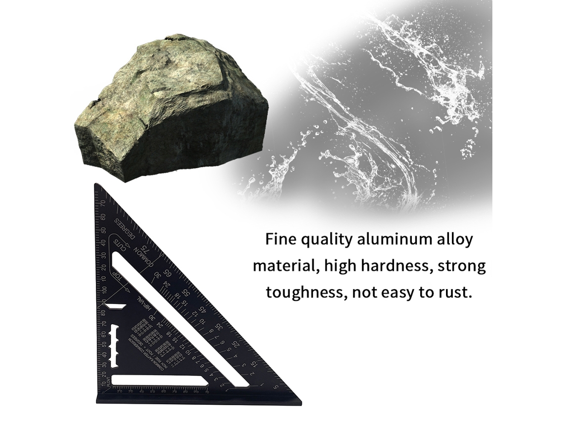 Regla triangular de aluminio de 90 y 45 grados, 7 pulgadas, juego de reglas métricas, escuadra, herramienta de carpintero | Sin marca