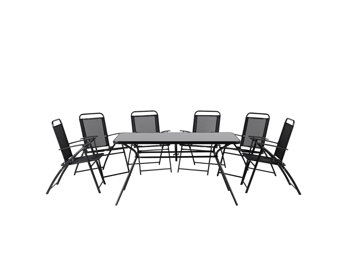 Conjunto de jardín en acero negro con 6 sillas BELIANI Livo