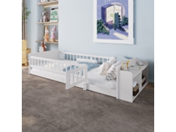 Cama Infantil De Pino De 90x200 Cm Con Estantes Y Almacenamiento Abierto.