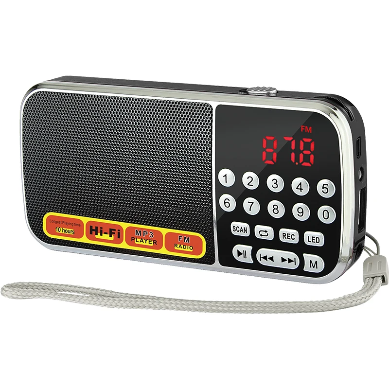 (negro) Radio Fm Super Bass, Multifuncional, Equipada Con Una Batería Recargable De 1200 Mah
