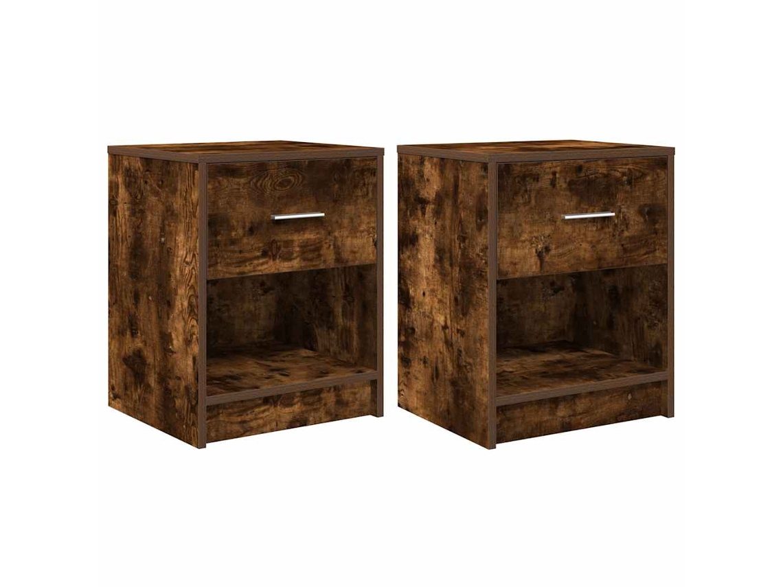Maison Exclusive - Mesitas De Noche (2 Unidades) Con Cajón, Roble Ahumado, 40x34x50 Cm