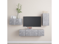 4 Pzs Pack de Muebles de Armario Tv Contrachapado Gris Cemento