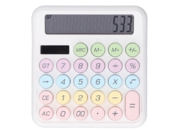 Calculadora De Dupla Fonte Solar E Bateria 12 Dígitos Com Tela Lcd 5 Polegadas Teclas Grandes Redondas Portátil Branco