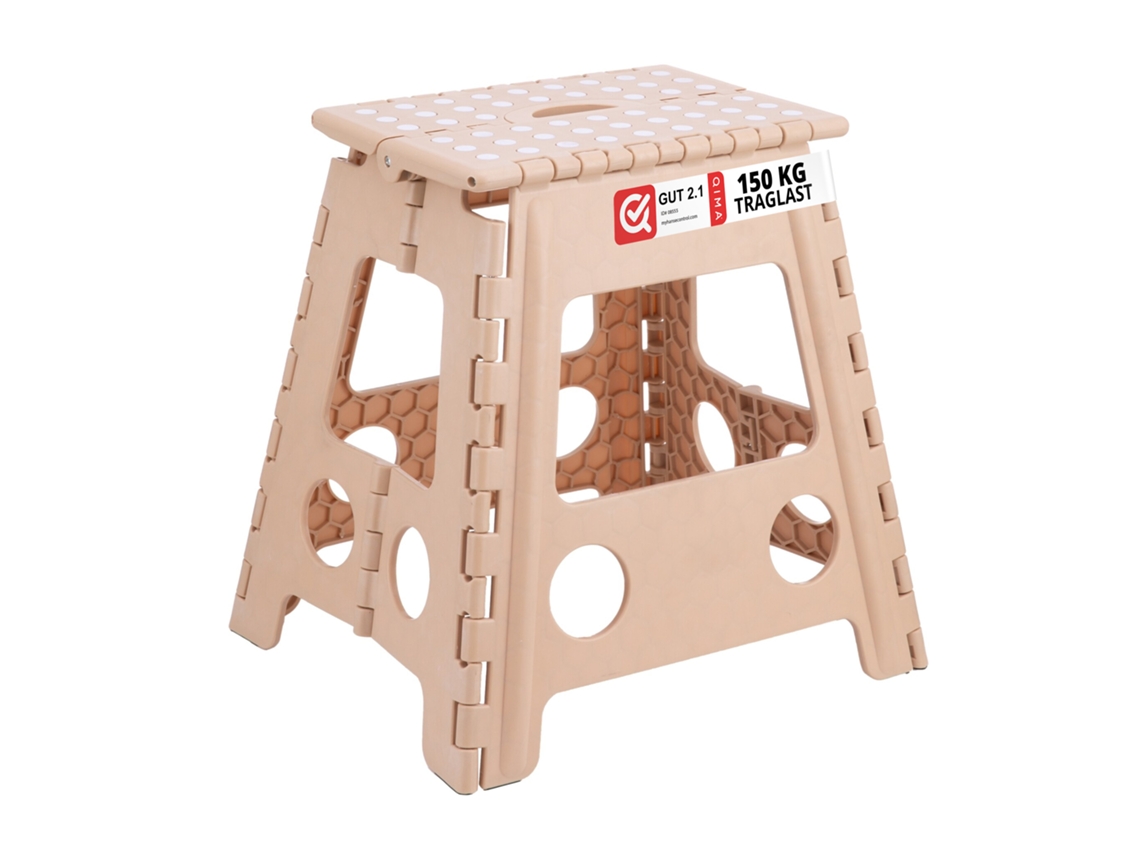 Relaxdays Taburete Plegable Para Camping Y Baño, Plástico, Hasta 150 Kg, 39 X 39 X 32 Cm, Beige