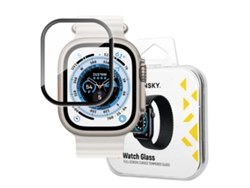 Protector de vidrio templado 9H de pantalla completa con marco para Apple Watch Ultra 49mm - negro WOZINSKY