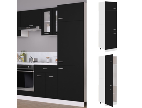 MAISON EXCLUSIVE - Armario de frigorífico madera contrachapada negro 60x57x207 cm