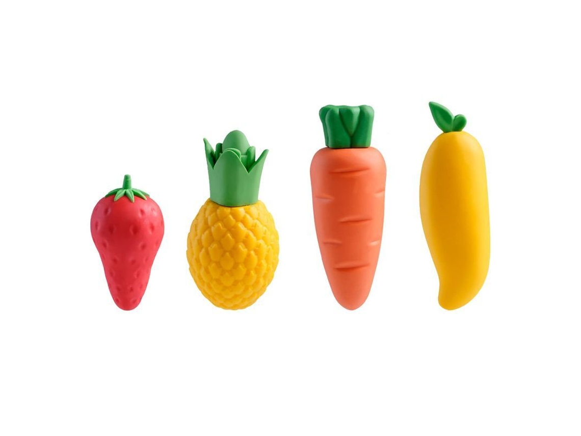 2026rebe-linjou 4 Borradores Grandes De Frutas Bonitos Forma Mango Piña Fresa Zanahoria