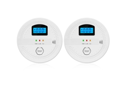 2 detectores de humo y monóxido de carbono 2 en 1 con alarma LCD. Sin marca.