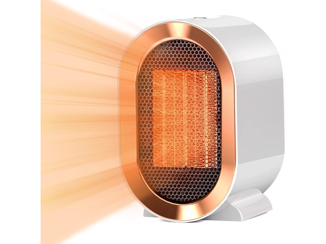 Calefactor mini económico (blanco), 220 V, 1200 W, material cerámico, dos ajustes de temperatura, calentamiento rápido.