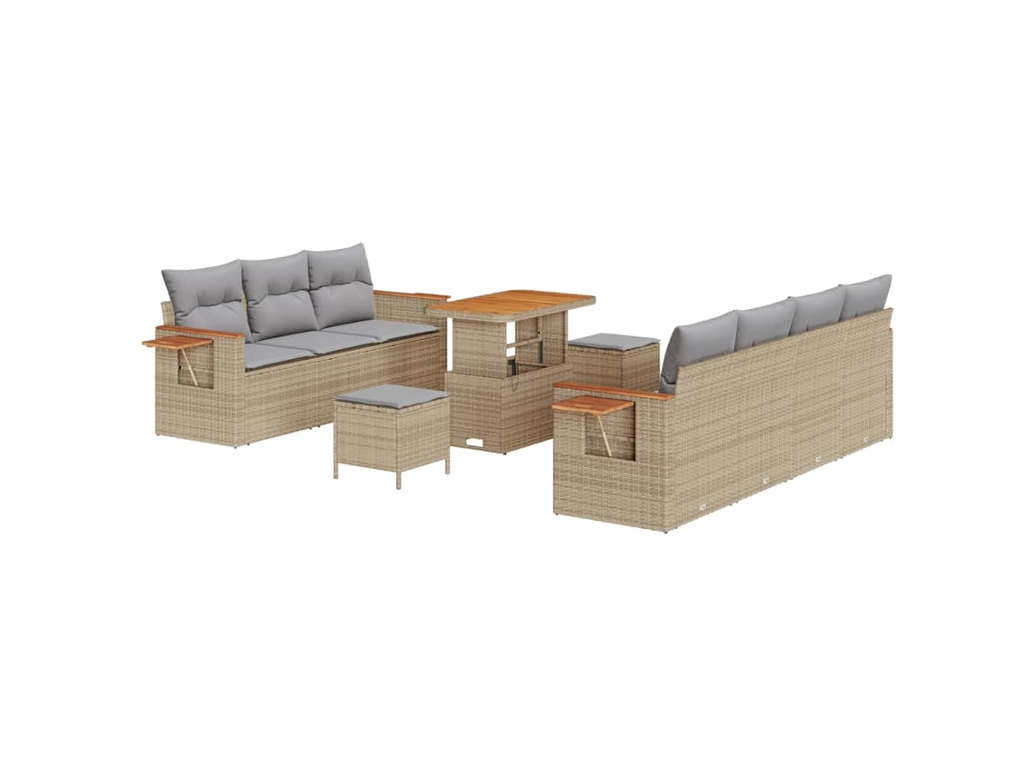 Maison Exclusive - Conjunto de sofás de jardín de 13 piezas, mimbre beige y gris claro