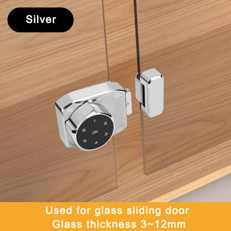 (plata) Cerradura De Combinación Eléctrica Para Vitrinas De Vidrio, Adecuada Para Vitrinas Con Puertas Corredizas De Vidrio.