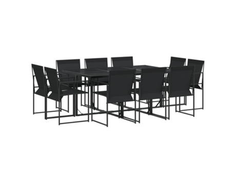 Conjunto 11 de comedor de jardín VIDAXL textileno negro