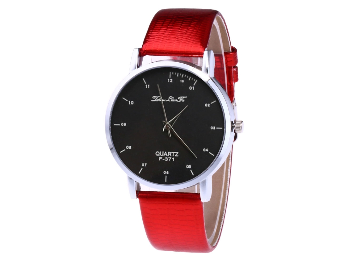 Reloj De Pulsera Analógico Zhoulianfa Con Correa De Pu, Movimiento De Cuarzo, Rojo.