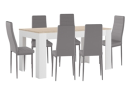 Mesa Extensible de Comedor o Cocina Blanco y Cambria 6 Sillas en Polipiel/metal Gris SALDOSYSTOCKS