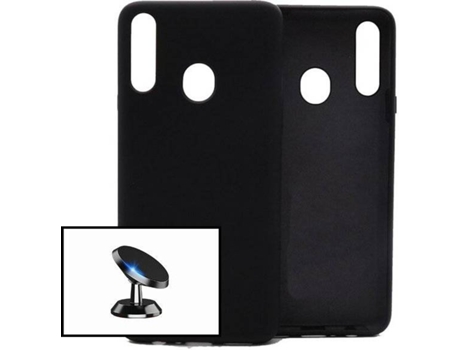 Carcasa + Soporte Magnético Samsung Galaxy A20s PHONECARE Silicona Liquida Negro
