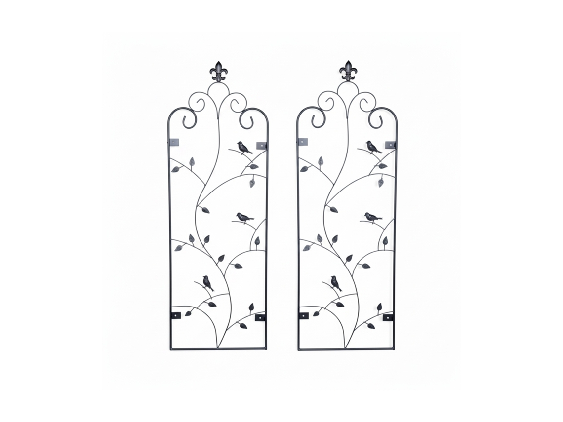 Relaxdays Rejilla Soporte Para Trepadoras, Set De 2, 110 X 38 Cm, Montaje En Pared, Acero Negro